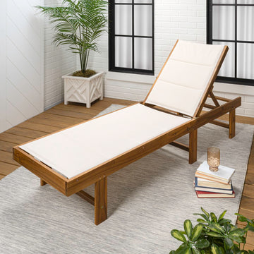Lagunan 77.17"x26.38" Modern Minimalist Foldable Adjustable Wood Chaise Outdoor Lounge Chair